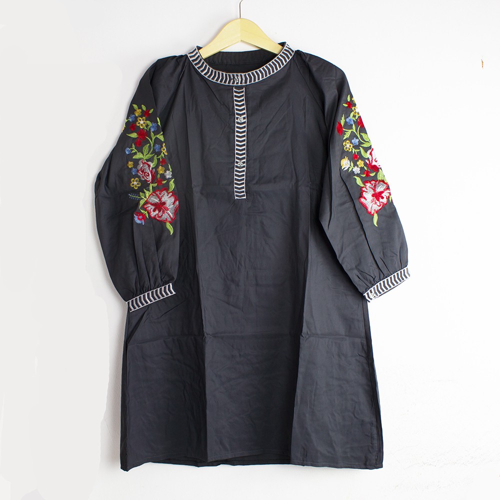 JakartaFashion - Dress tunik muslim bordir busui kancing depan lengan panjang size jumbo ld 110 cm