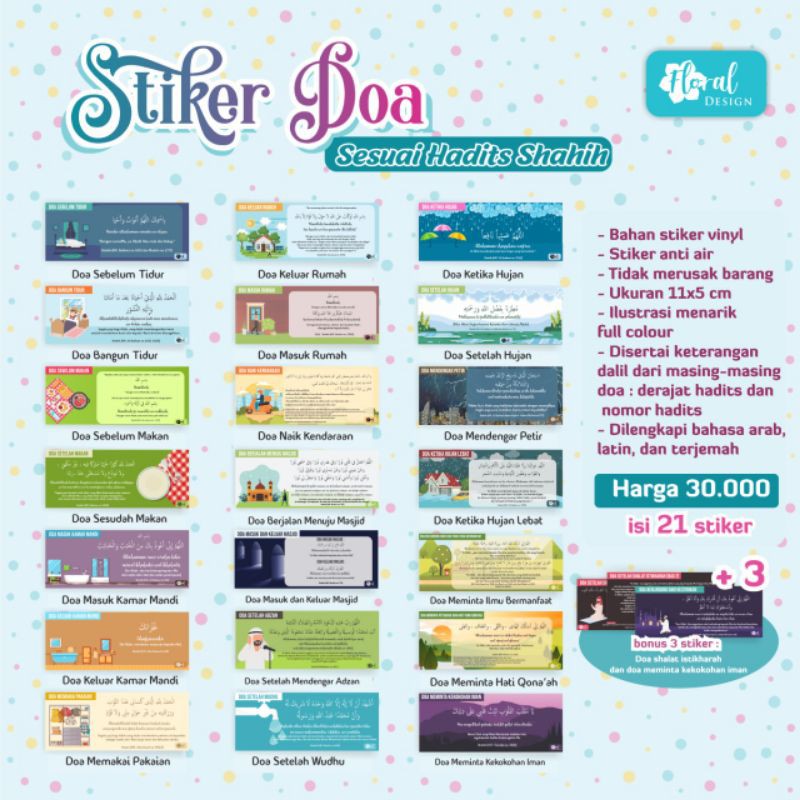 

Stiker Doa Desain Lucu Anti Air ( isi 21 stiker doa + bonus 3 stiker doa)