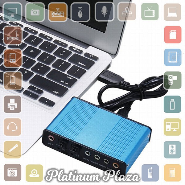 Kebidumei Sound Card External 5.1 Suround USB untuk Laptop/PC - CM6206 - Blue`14GN8H-