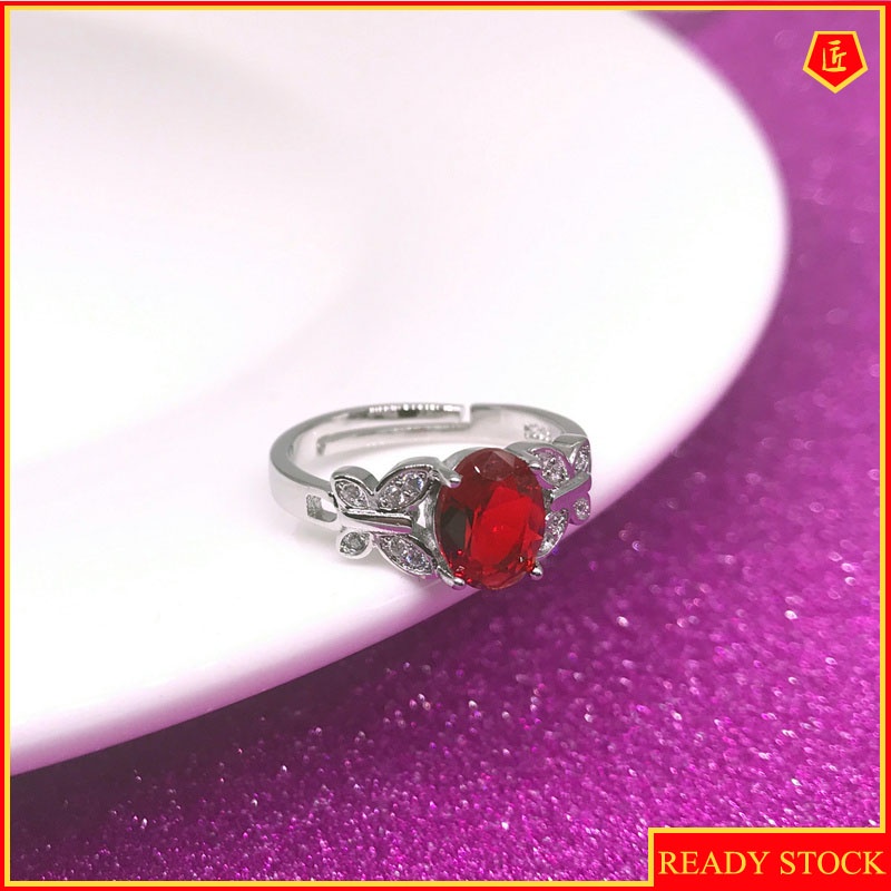 [Ready Stock]Ruby Butterfly Ring Female Korean Fashion High-End