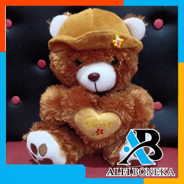 Best Seller Boneka Topi lucu murah  Boneka Teddy Bear Love Topi berkualitas  kado ulang tahun