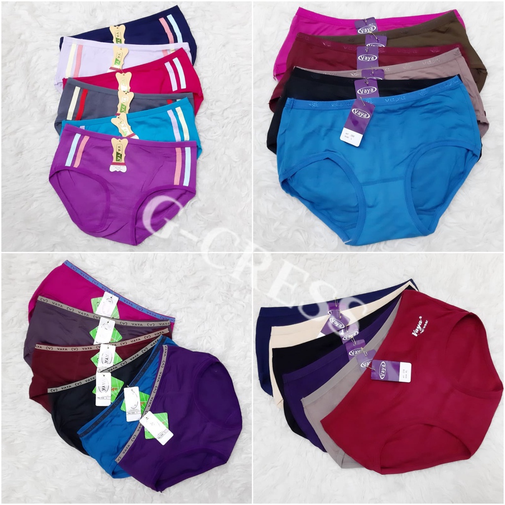 Celana Dalam Wanita Vaya Remaja Dewasa Sepinggang Sepinggul Jumbo Polos Katun & Nilon Lembut Halus N