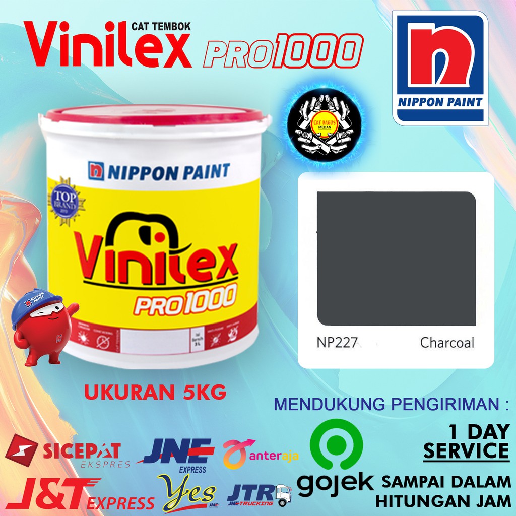 CAT AIR TEMBOK DINDING VINILEX 5 KG WARNA NP 227 CHARCOAL NP227 ABU TUA 5KG INTERIOR EXTERIOR ACRYLI