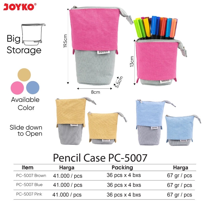 

Zipper Pencil Case Sleting / Tempat pensil PC-5007 / Kotak Pensil dapat menjadi Desk Set / Pensil Case kain jumbo