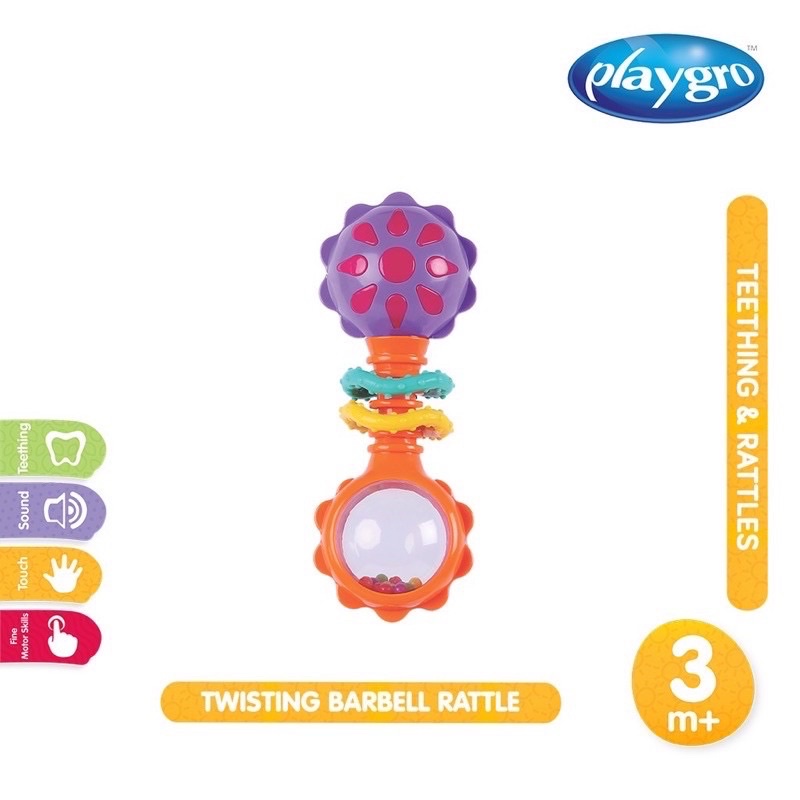 Playgro Twisting Barbell Rattle Mainan Anak Bayi