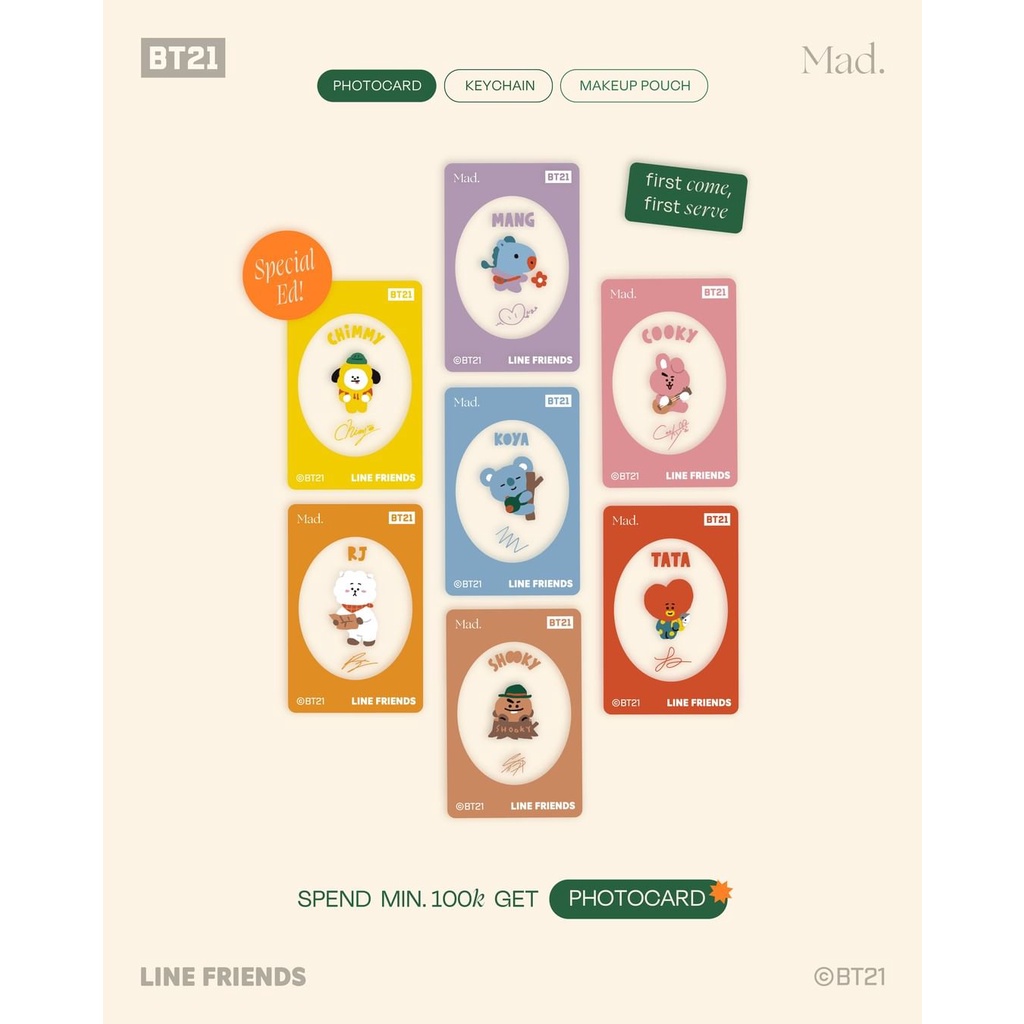 Photocard , Keychain , liptint  Mad for Makeup x BT21