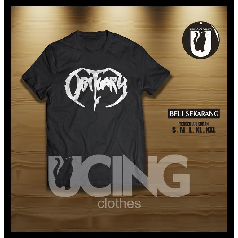Baju Kaos Pria Distro Kaos Baju Obituary Kaos Musik Band - Hitam, M Murah Simple Custom