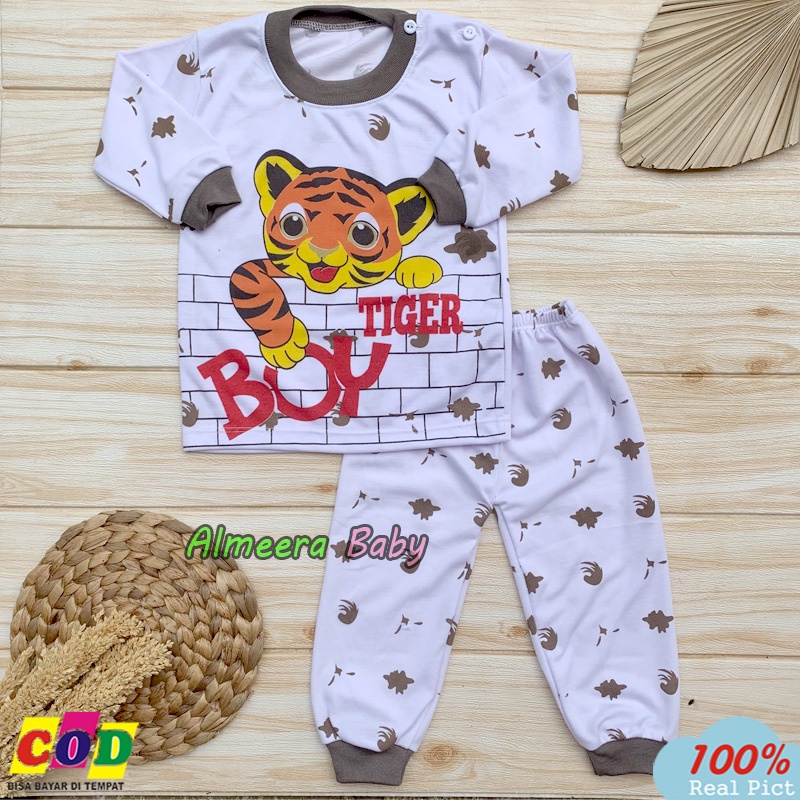 Setelan Baju Bayi Piyama Bayi Lengan Panjang Kancing Bahu Almeera Baby and Kids