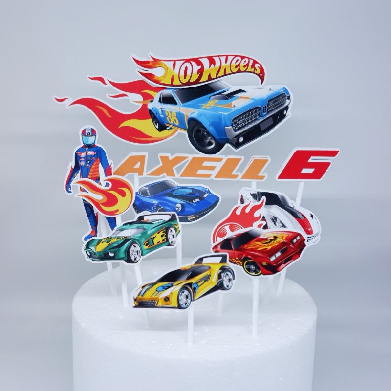 Cake Topper 3D Custom Nama Karakter Hotwheels Hot Wheels Mobil Balap Mainan Mobil Formula 1 - Alat D