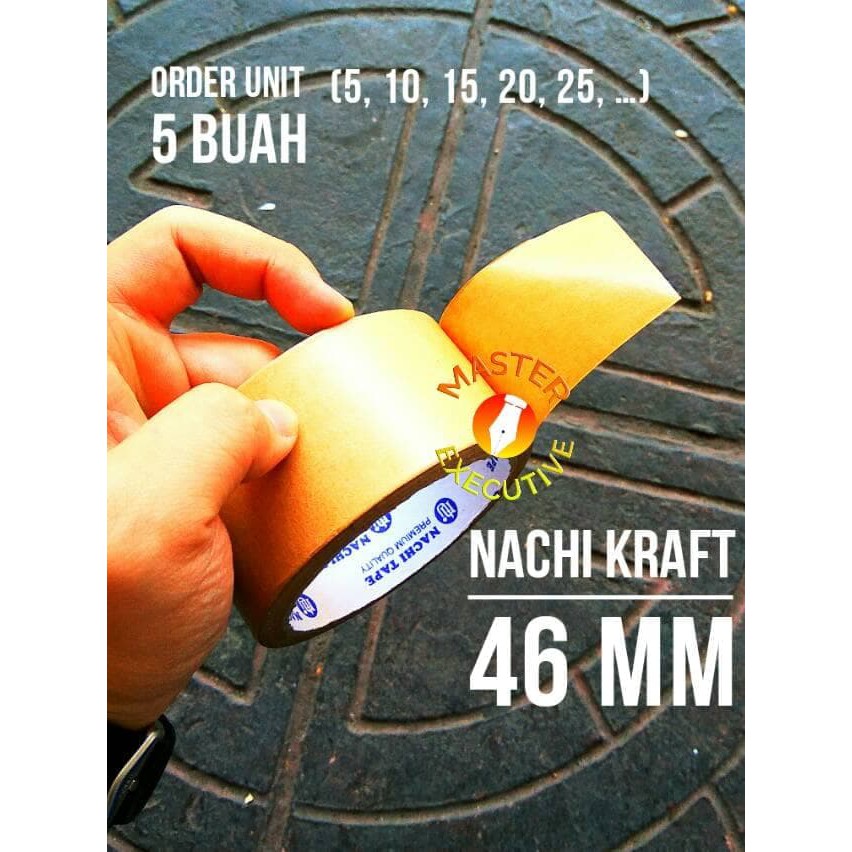 [Pak - 5 Roll] Nachi Lakban Kraft Kertas Coklat 46 mm x 15 Yard