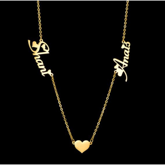 PERSONALIZED COUPLE NECKLACE / TITANIUM KALUNG NAMA CUSTOME / KADO VALENTINE