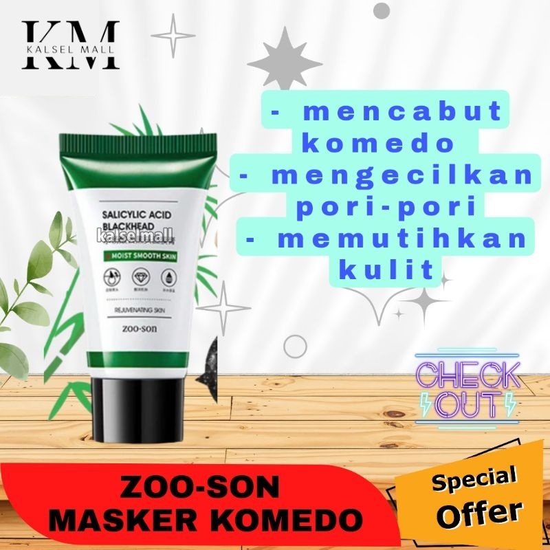 Masker Pengangkat Pembersih Pencabut Penghilang Komedo Hidung Wajah Salicylic Acid Blackhead 100% Original Pore Strip Zooson Charcoal Black Head Nose Pack Peel Off Kream Cream Krim Khomedo Jerawat Kulit Berminyak Noda Flek Hitam OC12