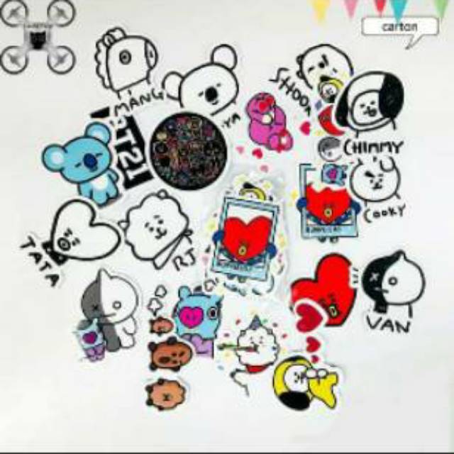 BTS BT21 Sticker KPOP Gambar Kartun Stiker Rumah Handphone HP S004