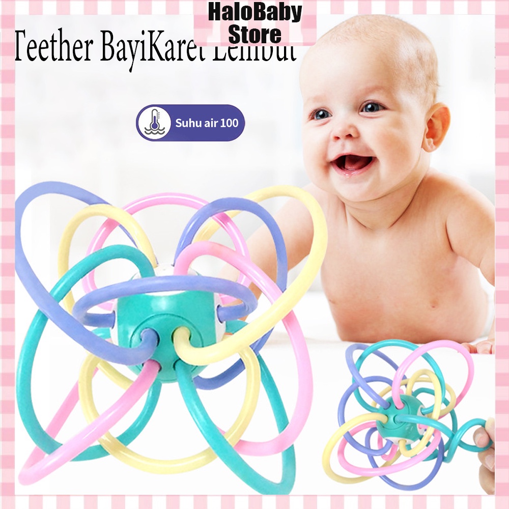 Halobaby Mainan Gigitan Teether Bayi /mainan bola Manhattan bayi bahan lembut