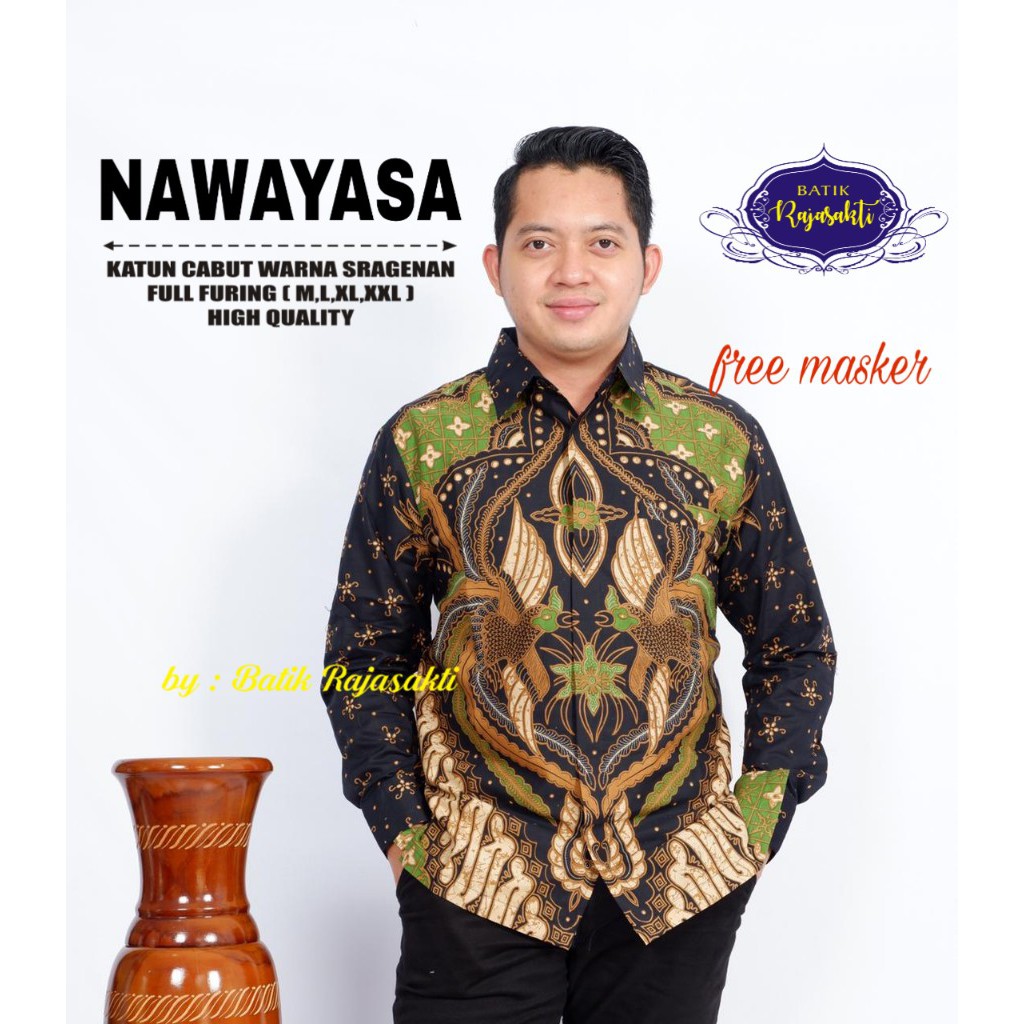 BURUNG IJO KEMEJA BATIK HIJAU BAJU kemeja batik pria lengan panjang terbaru PENDEK modern PREMIUM