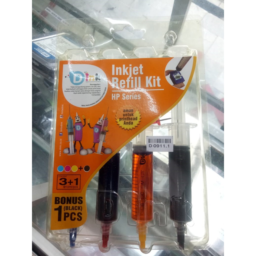 TINTA SUNTIK 4 WARNA PRINTER HP isi ulang INKJET REFILL KIT D ink