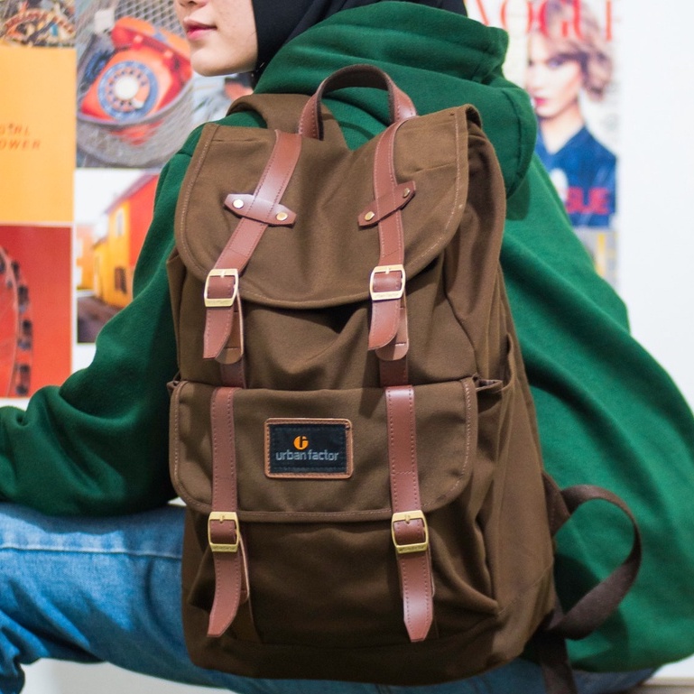 MIX UP BROWN |ManNeedMe x URBAN| Tas Ransel Pria Wanita Tas Backpack ORIGINAL