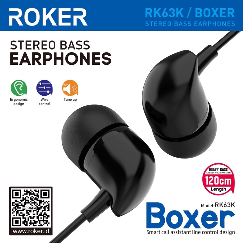 Headset Roker BOXER RK63K Stereo Bass Handsfree / Earphone Roker