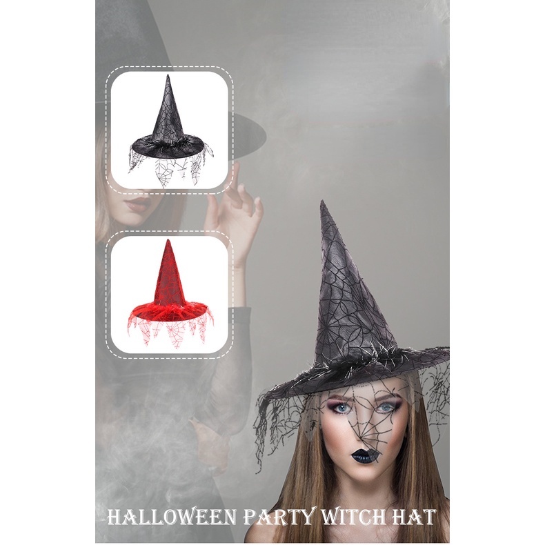 Topi Penyihir Bahan mesh Untuk Halloween