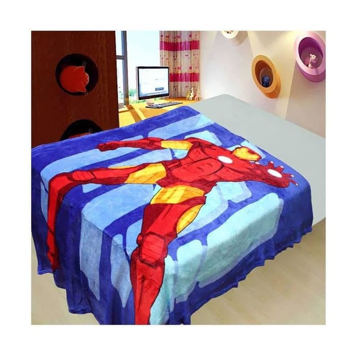 Selimut Anak Motif Ironman 140x 200    Selimut Bulu Halus