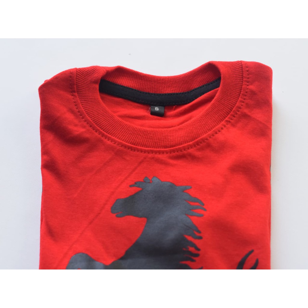 kaos anak motif ferrari warna merah usia 1-6 tahun-5