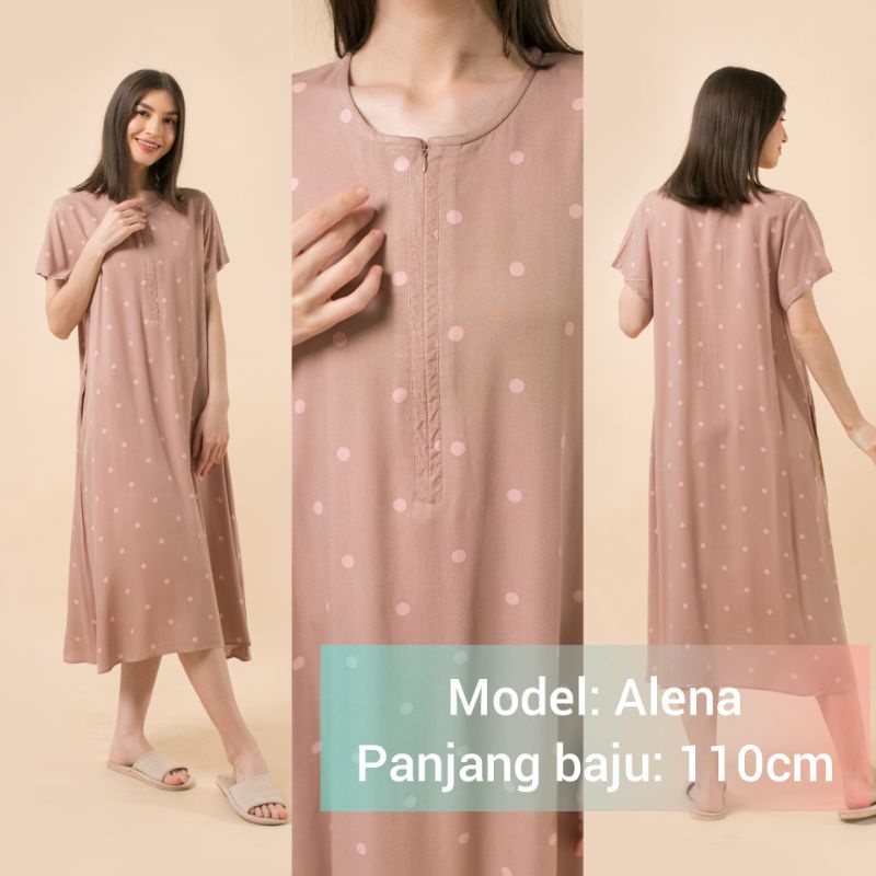 DASTER KHALIFS SLEEPWEAR EXCLUSIVE KHALIF'S ID HOMEWEAR HOMEDRESS RAYON VALENCIA SUPER PREMIUM BUSUI BAJU HAMIL FRIENDLY MIDI NYAMAN GEMES ADEM TERBARU-ALENA Choco Dot