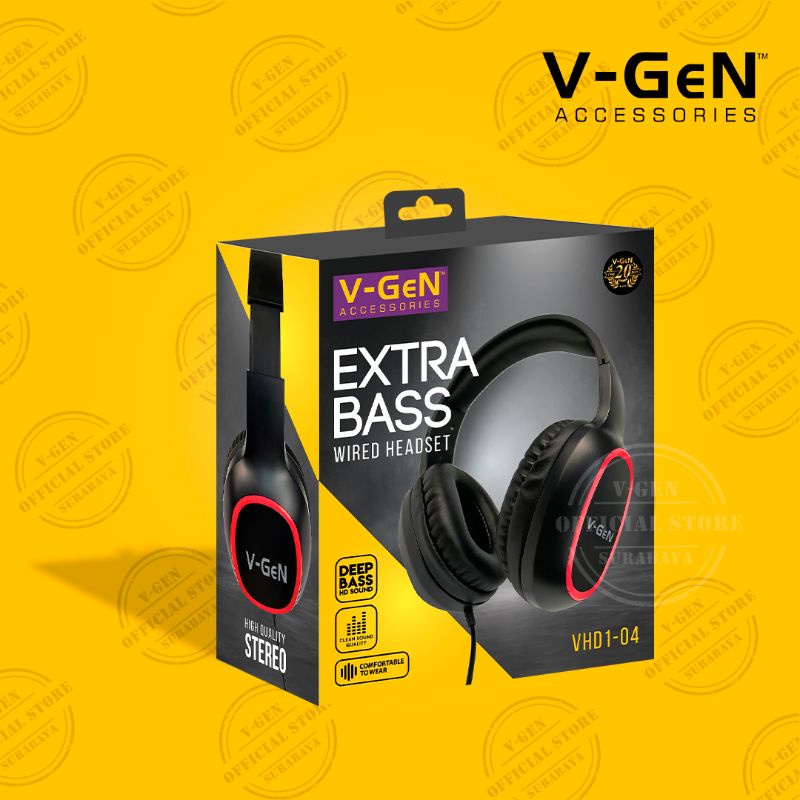 Headset Gaming V-GeN VHD1-04 Wired Headphone Extra Bass VGEN Gaming