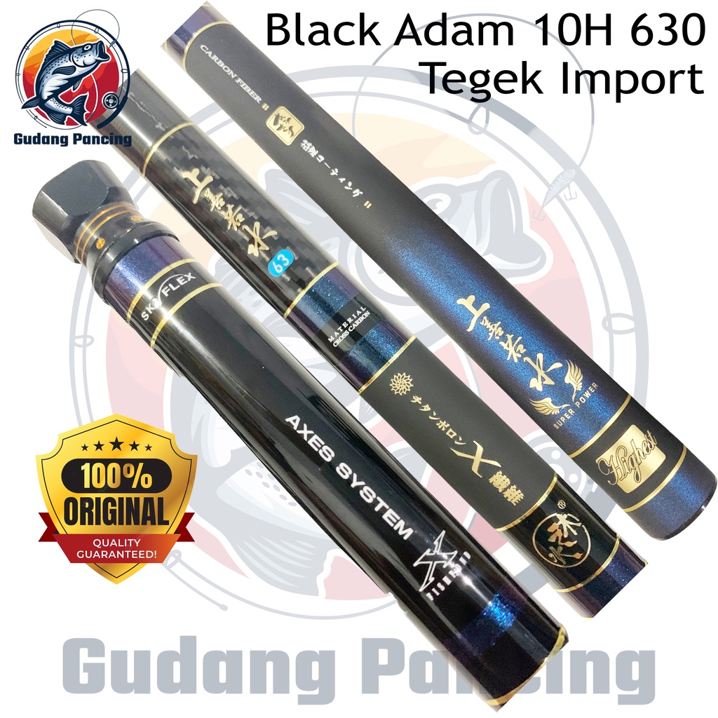 Black Adam Joran Tegek Kaku 10H Ukuran 630 Bahan Carbon Skyflex Tegeg ORIGINAL untuk memancing Ikan Baronang