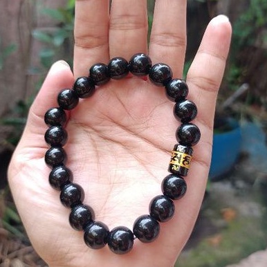 GELANG KESEHATAN PRIA WANITA BATU BLACK ONYX GLOSSY