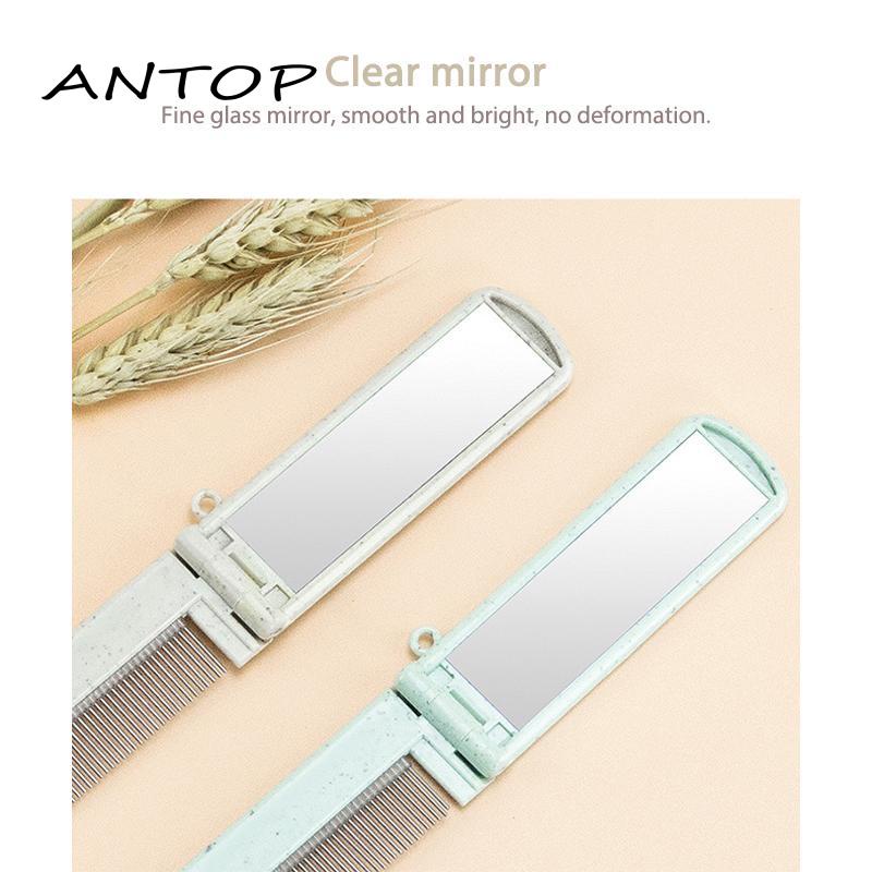 Sisir Lipat Bahan Stainless Steel Motif Kartun Dengan Cermin ANTOP