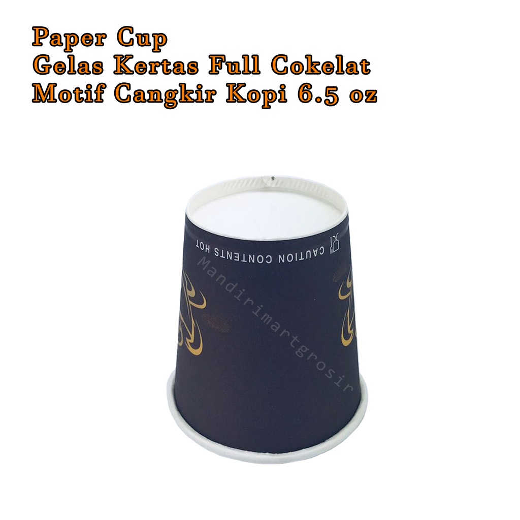 Paper cup * Gelas Kertas * full cokelat * motif cangkir kopi *6.5 oz