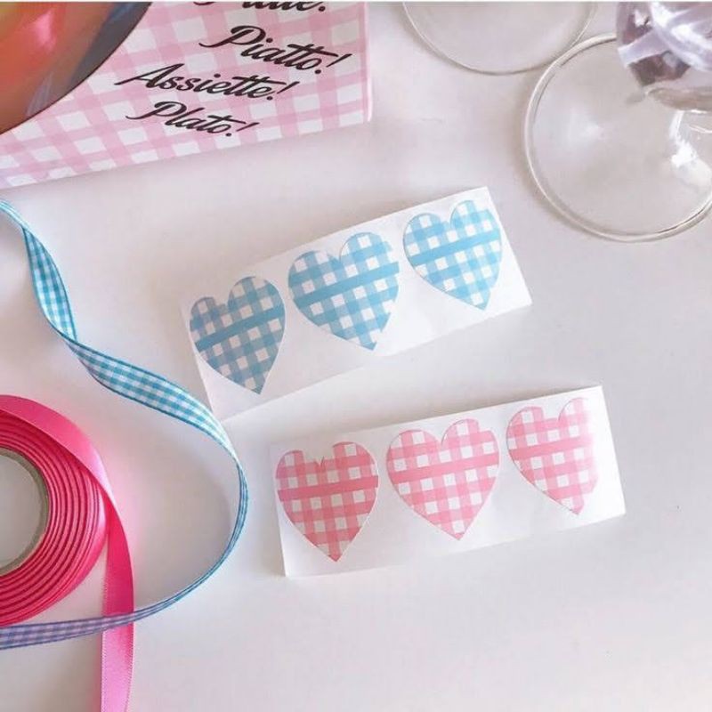 

(2 lembar) Stiker planner bujo diary packaging aesthetic lucu Plaid Pastel | 72 Sticker