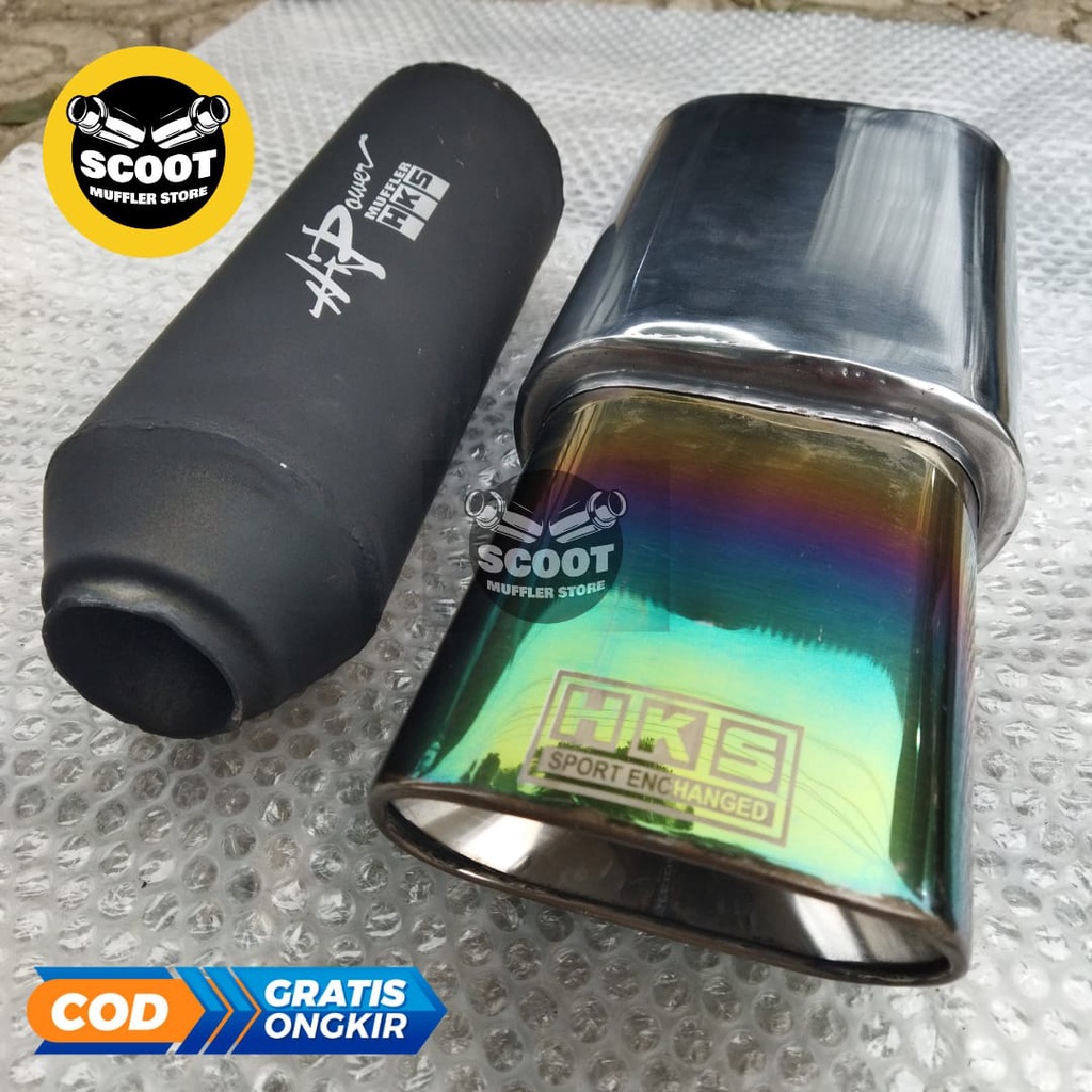 TERMURAH Knalpot Mobil HKS Racing Kotak Turbo Pelangi Suara Adem Bass + Resonator HKS Mobil Racing K