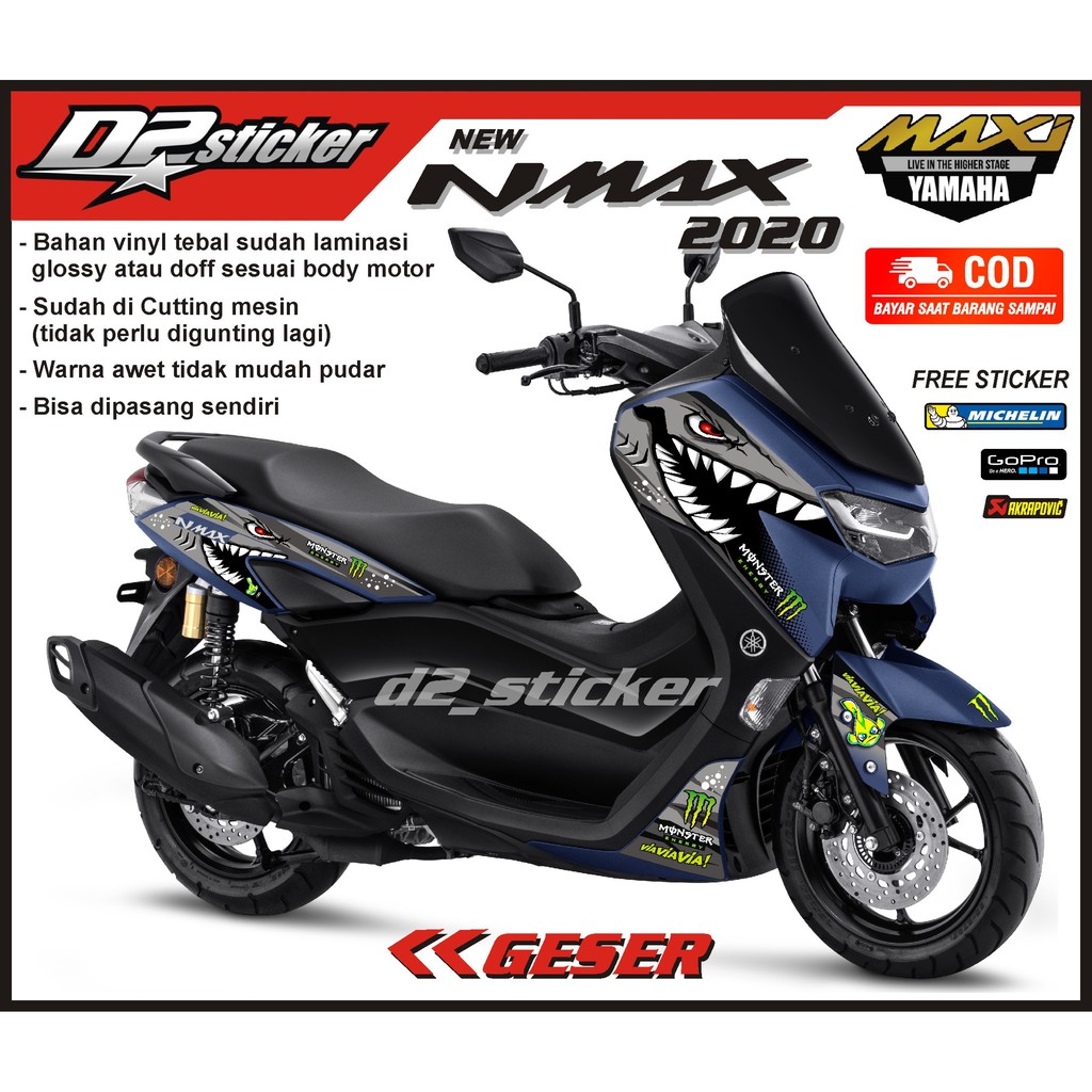 Stiker Striping New Nmax 2020 Hiu Shark Biru
