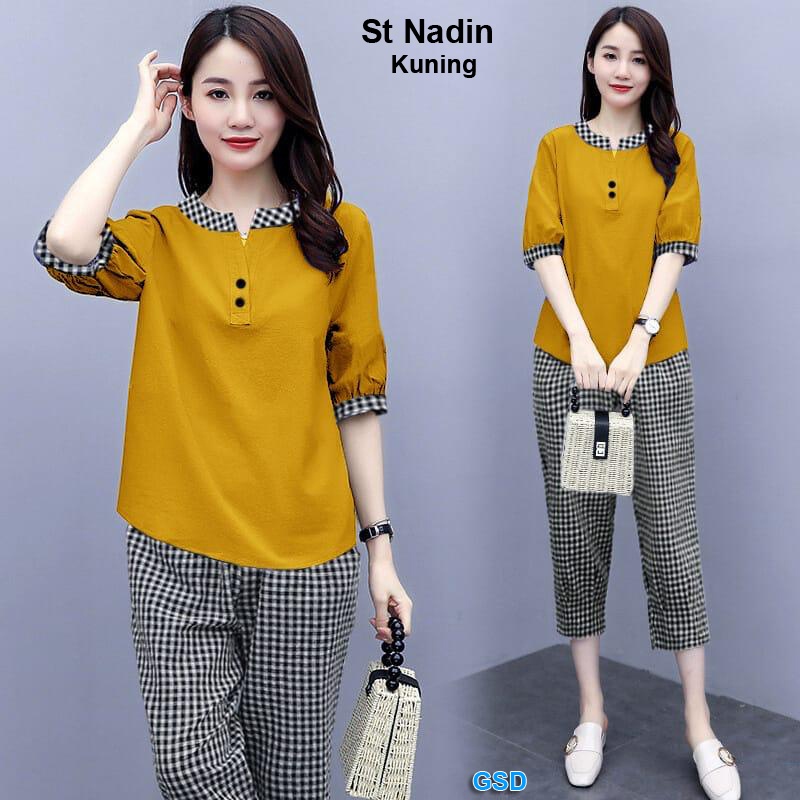 Set Nadin/Baju Dan Celana Murah/Setelan Wanita Korean Style/Baju Senam/Pakaian Wanita Santai