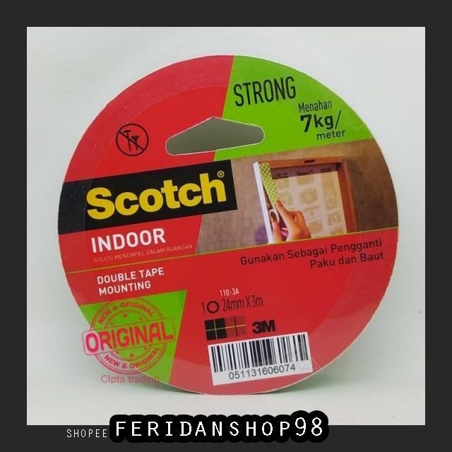 

FS1123 DOUBLE TAPE - ATK SCOTCH 3M - MOUNTING TAPE 24 MM X 3M BY FERIDANSHOP98