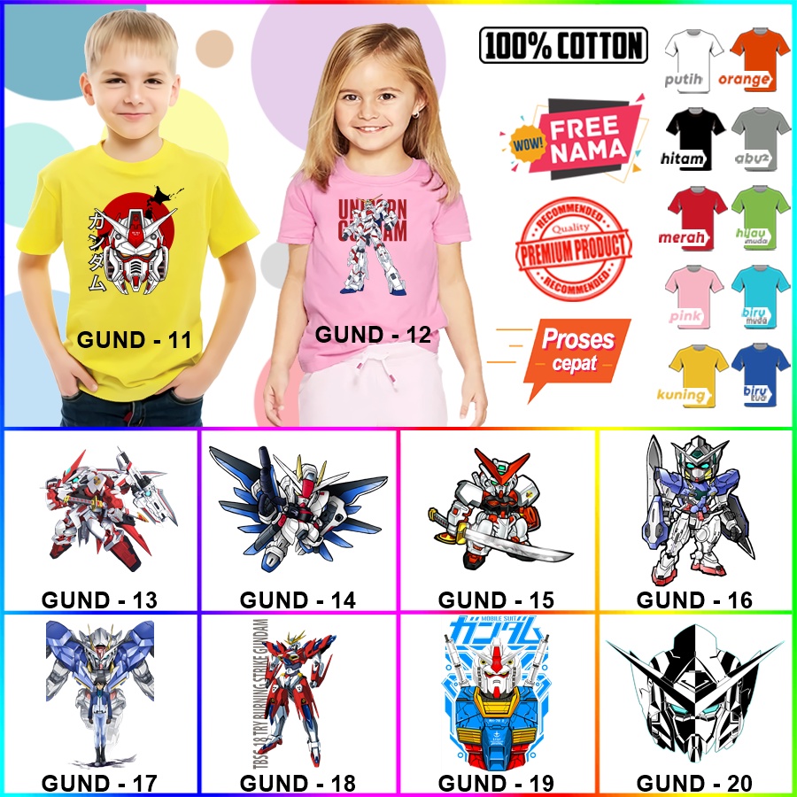 Baju Kaos ANAK DAN DEWASA GUNDAM COUPLE (FREE NAMA)