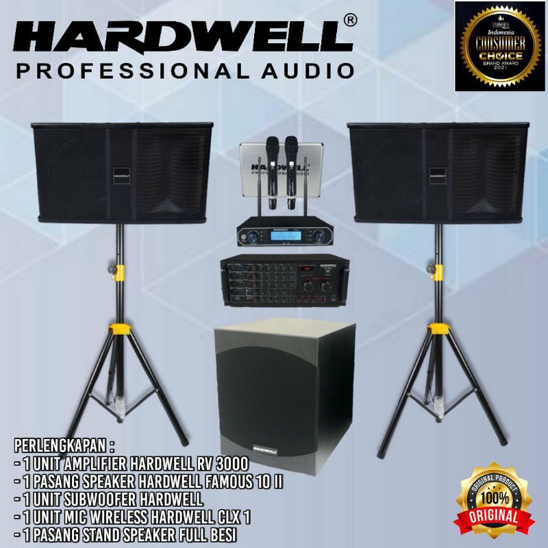 PAKET SOUND HARDWELL KARAOKE Set 1 / MUSIK CAFE  / RESTO / Rumah Speaker 10 inch bluetoth Usb