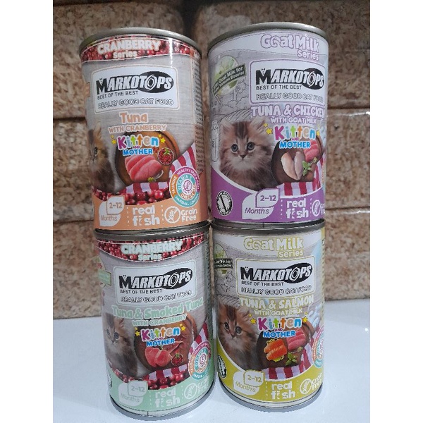 (Paket 12 kaleng) Makanan Basah Kucing Markotop Kitten 400g Alvarian