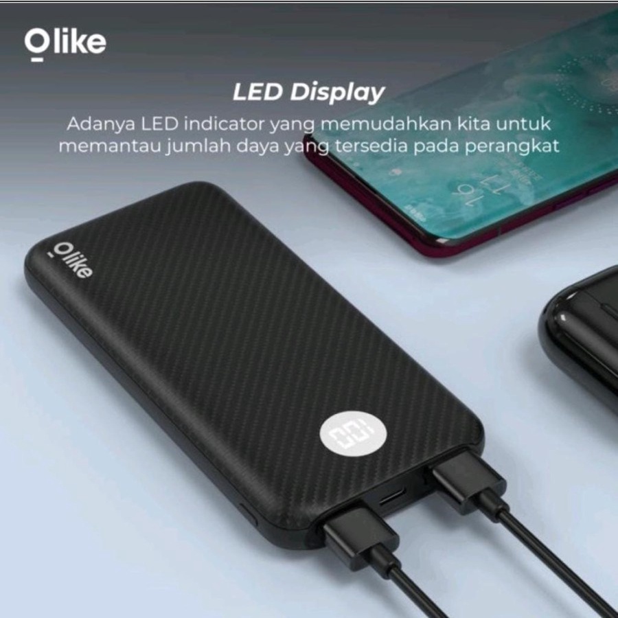 Olike Powerbank Dual USB Port 10.000 mAh LED Display Fast Charging P1 ORIGINAL