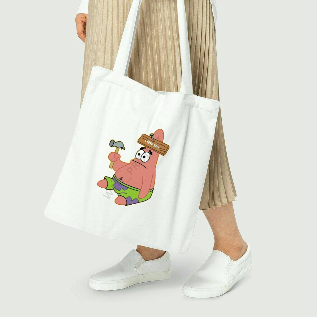 TOTE BAG KANVAS MURAH / TOTE BAG WANITA / TOTE BAG MOTIF PATRICK