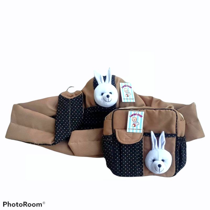 gendongan bayi topi kerut &amp; tas bayi kecil (1 set)