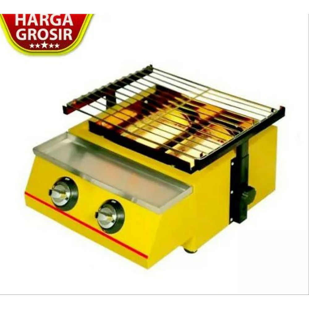 terlaris produk  omicko BBQ Grill Gas Panggangan Sosis Kompor 2 Tungku body kuat tebabarang ready