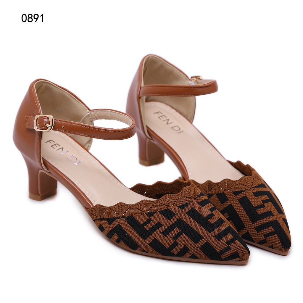 SEPATU WANITA-SEPATU IMPORT- Fendi Woven Heels #0891