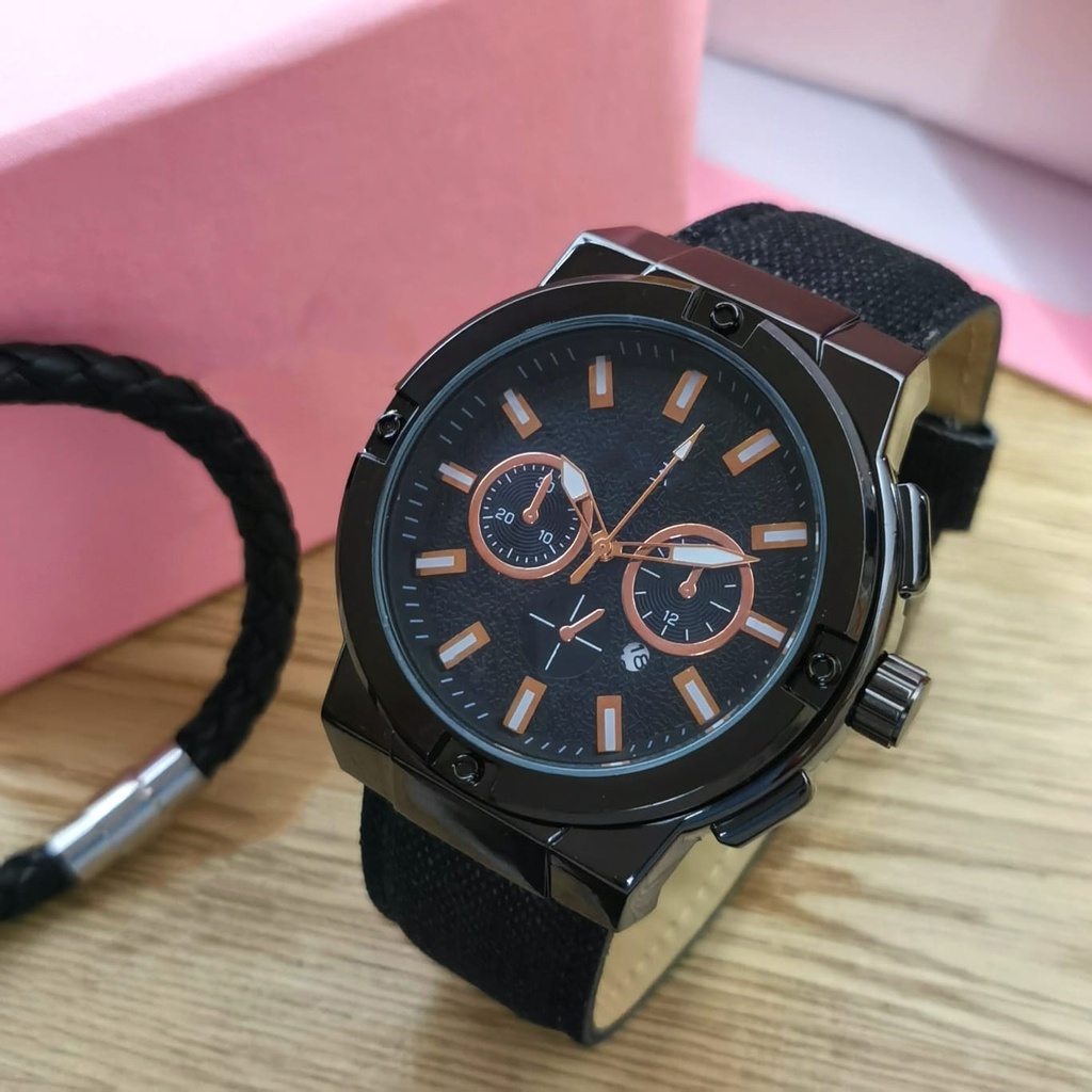 GUESS - GROSIRAN JAM TANGAN FASHION PRIA G7-10545 ANALOG TALI KANVAS CHRONO VARIASI TANGGAL AKTIF FR