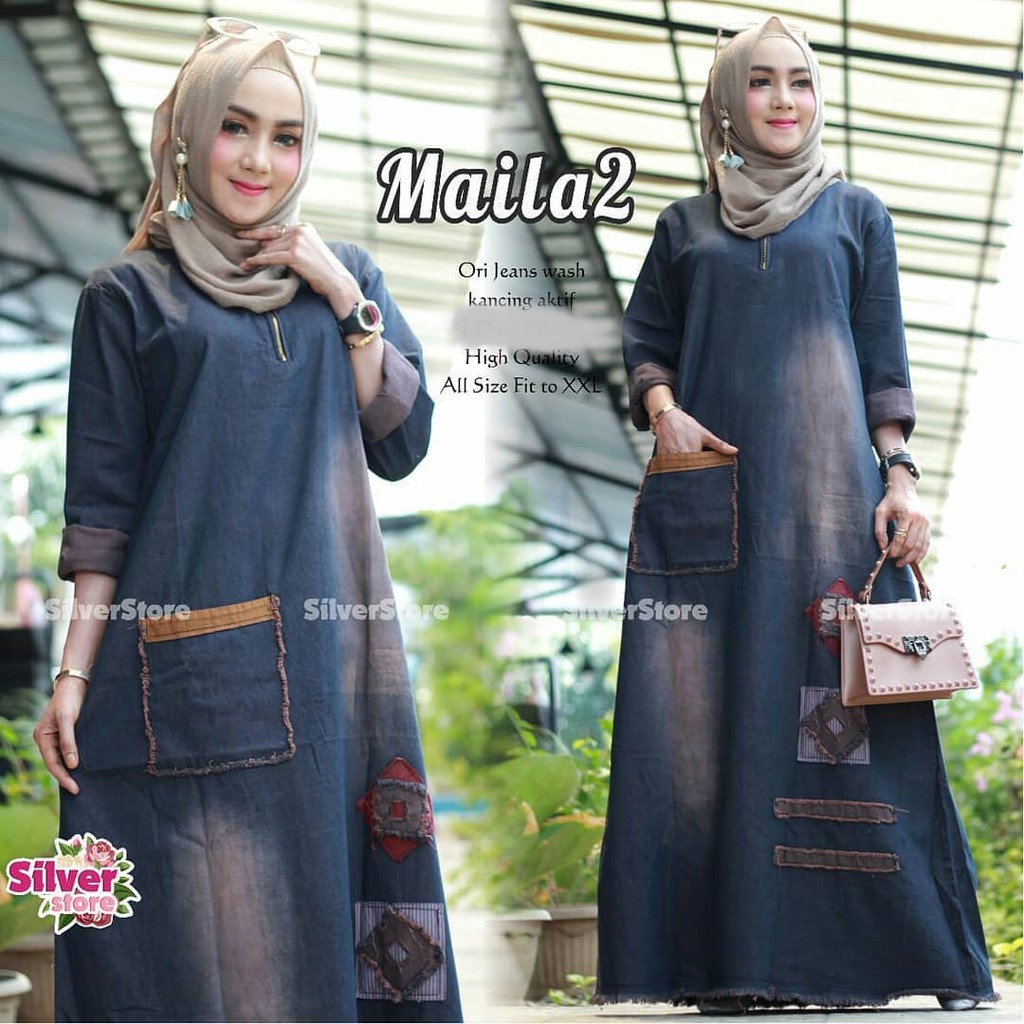 MAILA 2 JEANS MAXY // GAMIS JEANS WANITA DEWASSA // GAMIS JUMBO // COD