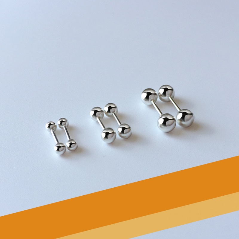 T423 Anting Tusuk Desain Dumbbell Bahan Titanium Steel Gaya Korea Untuk Wanita