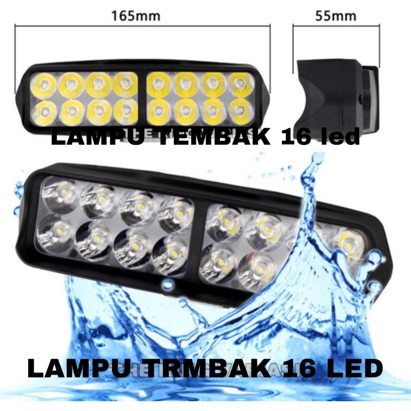 lampu tembak led cree 16 mata led 2 susun 12v