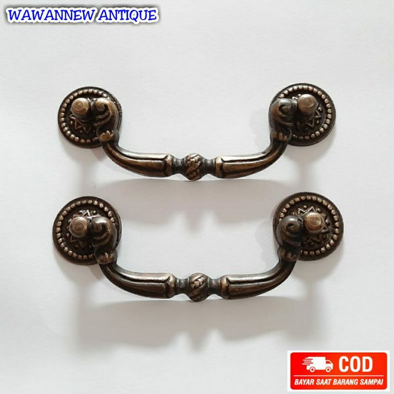 Handle / Tarikan Laci Lemari Jendela Pintu Rumah Kuningan Kitchen Set Sangkar Burung Ukir 9.5cm