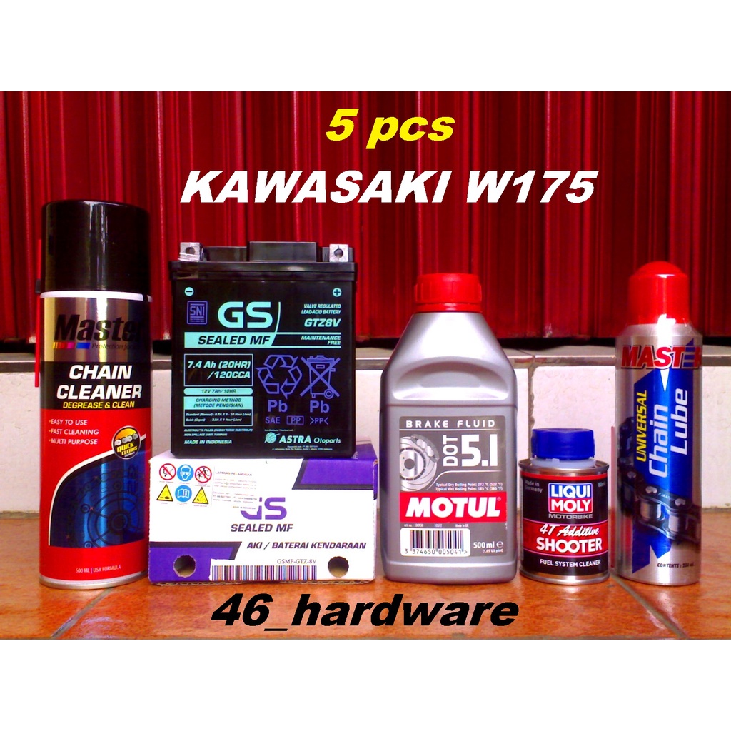 AKI GS SEALED MF GTZ8V 12V7.4Ah MOTUL DOT 5.1 LM SHOOTER KAWASAKI W175 - 46_hardware